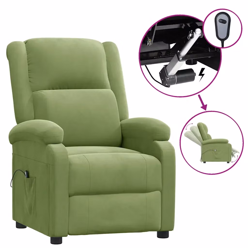 Poltrona Reclinabile Elettrica vidaXL in Velluto Verde con Braccioli – 2