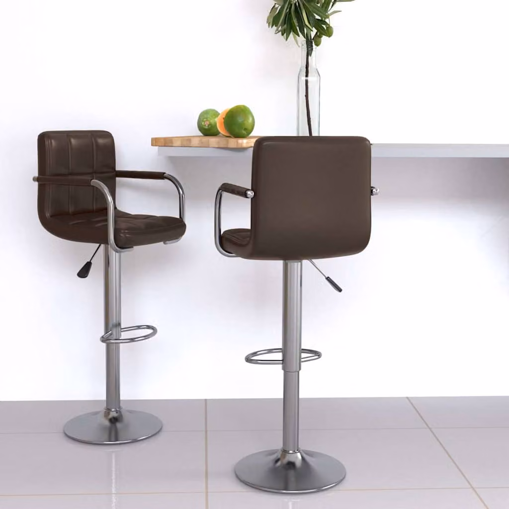 Set di 2 sgabelli da bar vidaXL in similpelle marrone con base girevole a 360 gradi