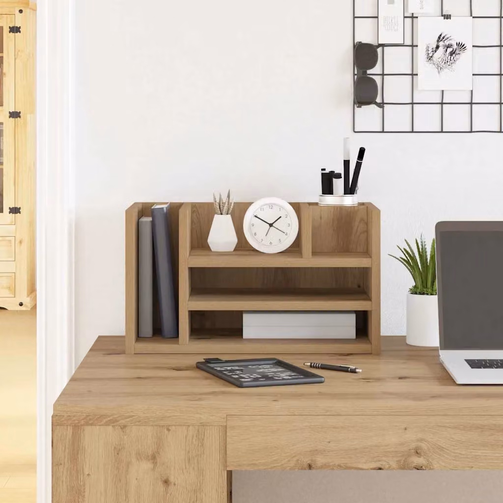 Organizzatore da scrivania porta lettere vidaXL in legno marrone L: 44,5 cm, P: 24 cm, H: 25 cm