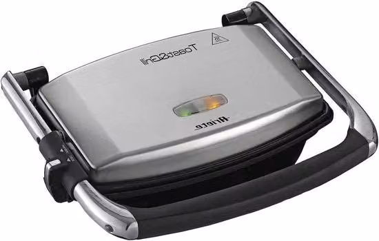 Griglia e Toast Slim Ariete Argento e Nero con piastre antiscorrosione da 1000 Watt