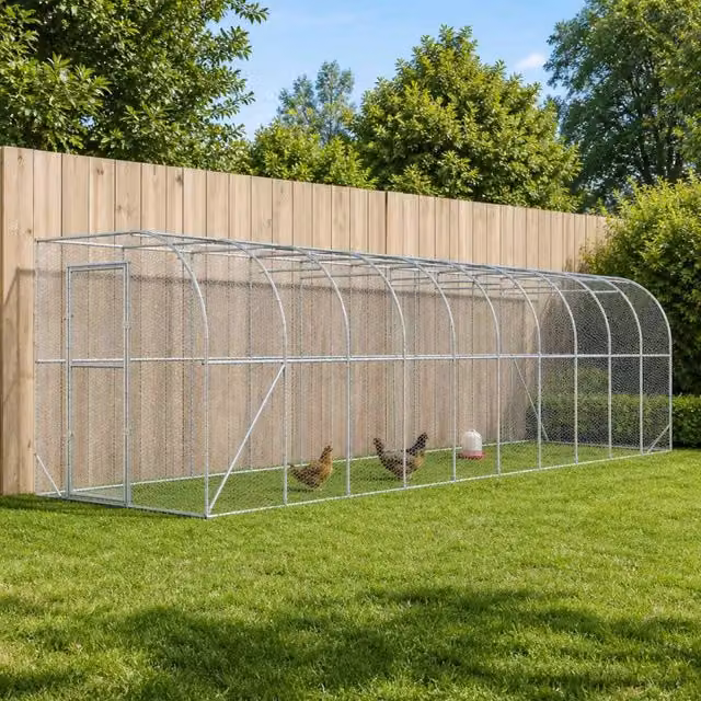 Gabbia per Polli Contro il Muro Argento 600 x 150 x 215 cm 3434735