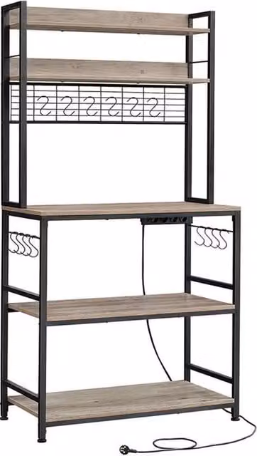 Pannello cucina con prese elettriche grigio-nero, 40 x 80 x 170 cm