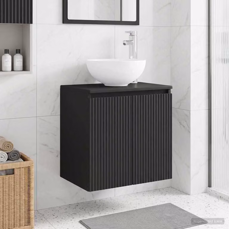 Mobile Lavabo da Parete vidaXL Nero Opaco L: 49,5 cm, P: 35 cm, H: 63 cm