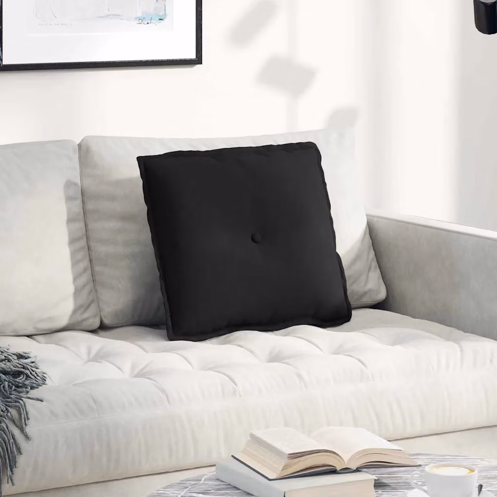vidaXL Cuscino per la Schiena Nero con Rivestimento Rimovibile in Microfibra e Poliestere L 50 cm x P 45 cm