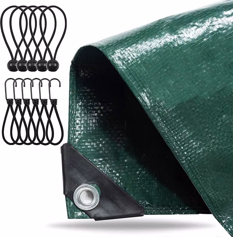TK Gruppe Timo Klingler Telone 6x10 m verde, come telone di protezione - telone in tessuto - telone da giardino - telone da costruzione con occhielli e tendi telone (6x10m)