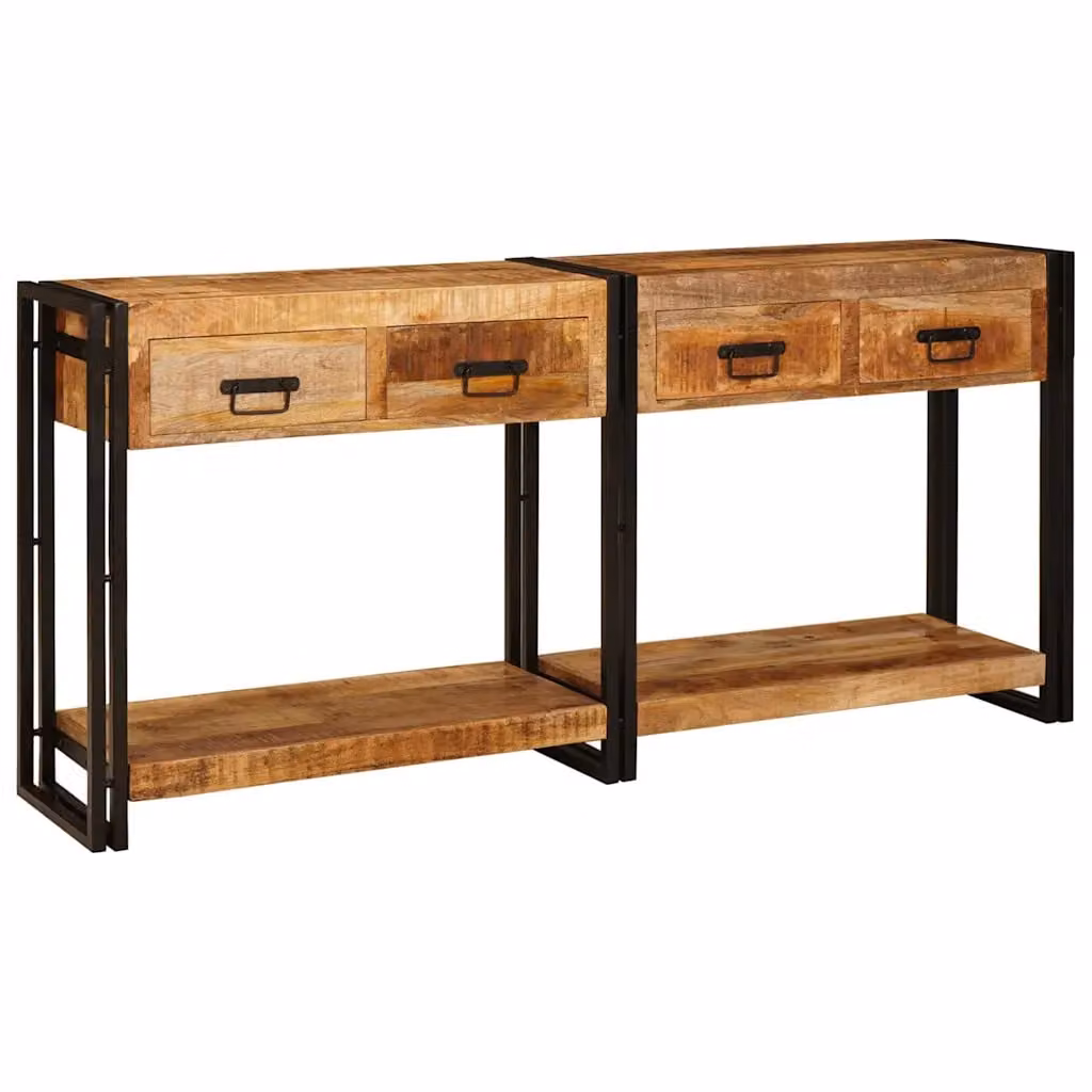Set di 2 tavoli consolle vidaXL in legno di mango color marrone stile rustico L 150 cm x P 33 cm x H 75 cm