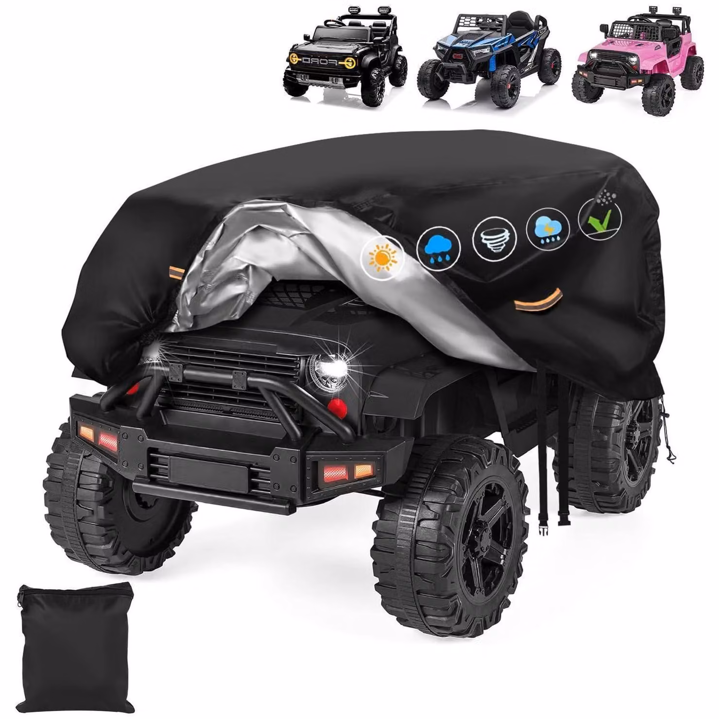 Copertura impermeabile per auto elettriche, adatta ai bambini, realizzata in tessuto Oxford 900D, con dimensioni 140x84x81 cm, riflettente e antivento