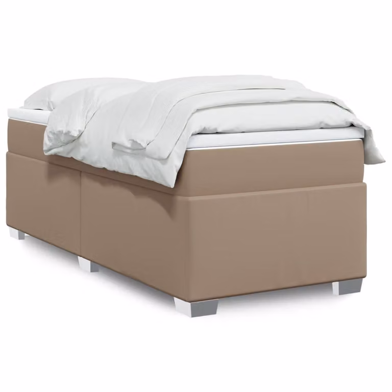 vidaXL Giroletto a Molle con Materasso in Similpelle Beige, L 90 cm x P 200 cm