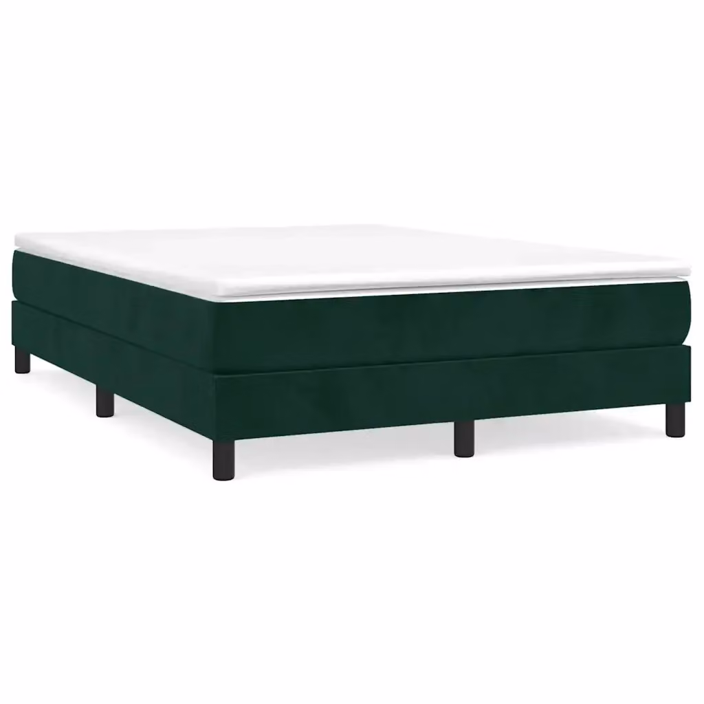 Letto a molle con materasso ibrido vidaXL in velluto verde e bianco L: 140 cm, P: 190 cm – 2