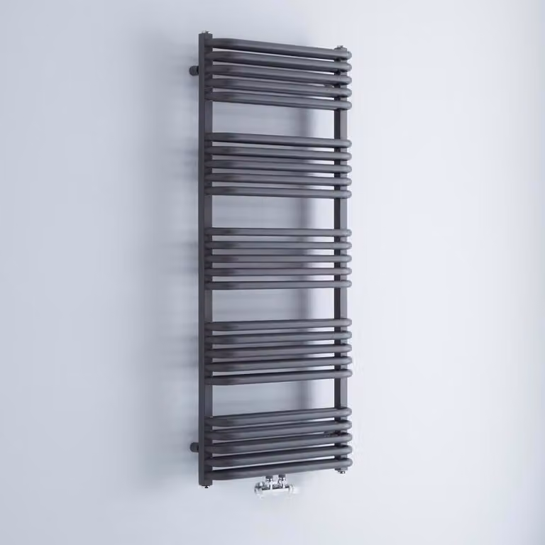 Scaldasalviette Termoarredo Bagno Curvo con Attacco Centrale - Antracite - 1269 x 500mm - 950 Watt - Arch