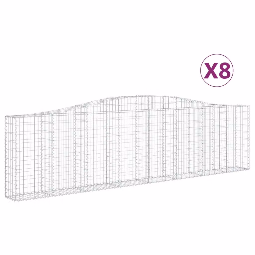 Set di 8 Cesti Gabbioni ad Arco vidaXL in Acciaio Zincato Argento L: 400 cm, P: 30 cm, H: 100-120 cm – 2
