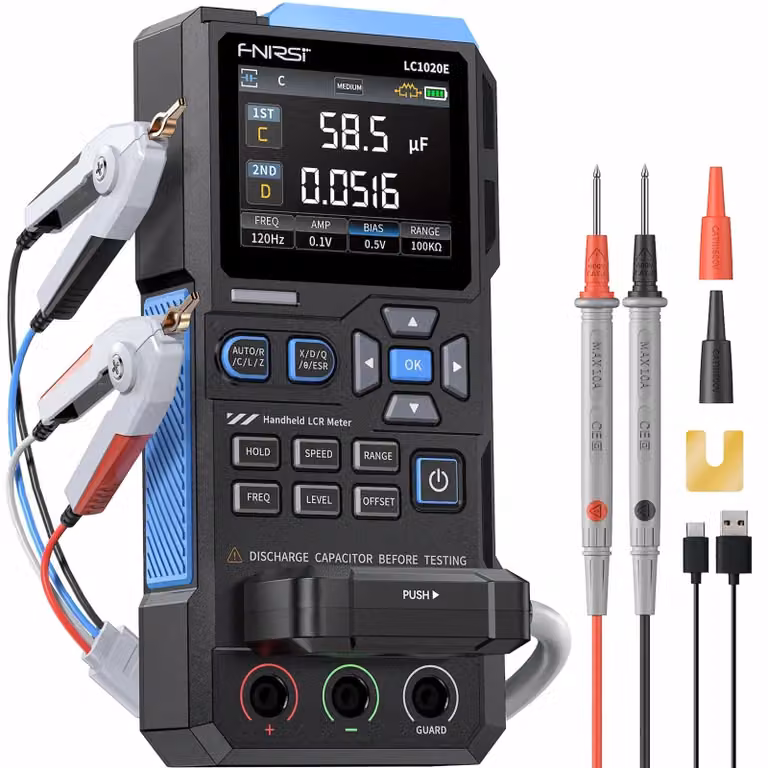 Misuratore LCR da 100 kHz, tester di resistenza, induttanza e capacità con display a 19999 conteggi