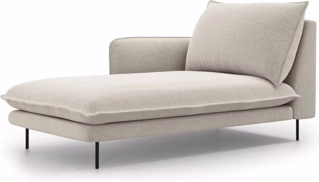Chaise longue sinistra Vienna di Cosmopolitan Design in tessuto beige chiaro L/P/H: 170 x 110 x 95 cm