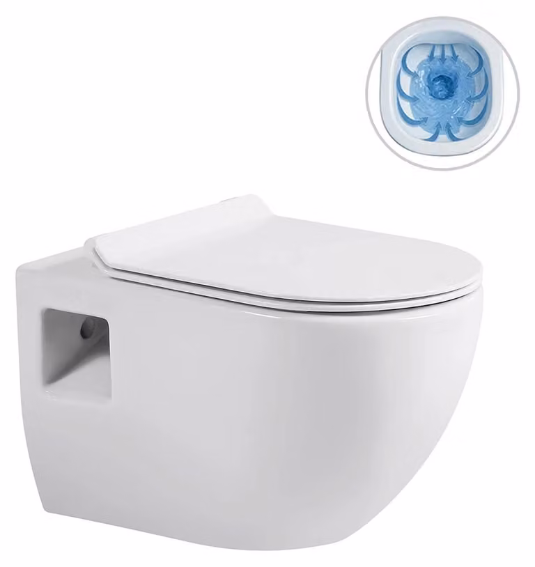 WC sospeso, modello Dure, senza brida + sedile Slim/UF, bianco lucido - 51x35 cm