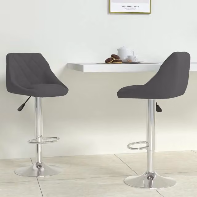 Set di 2 sgabelli da bar vidaXL in velluto grigio con base girevole a 360 gradi – 1