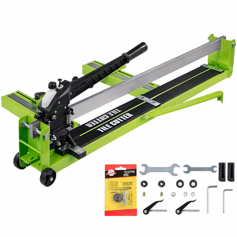 SucceBuy Taglierina manuale per piastrelle da 31,5 pollici, taglierina per piastrelle in ceramica e gres porcellanato da 1,4 pollici con guida laser, struttura interamente in acciaio e ruote di taglio di ricambio, utensile manuale per taglierina per piast