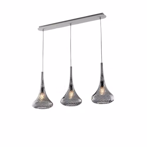Lampadario Binario Contemporaneo Nemesi Metallo Grigio Fumè 3 Luci E27