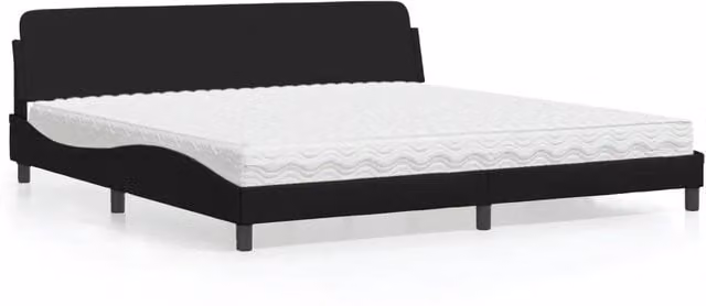 Letto moderno vidaXL con materasso in similpelle e cassetti, colore nero e bianco, L/P/H: 200 x 200 x 74,5 cm