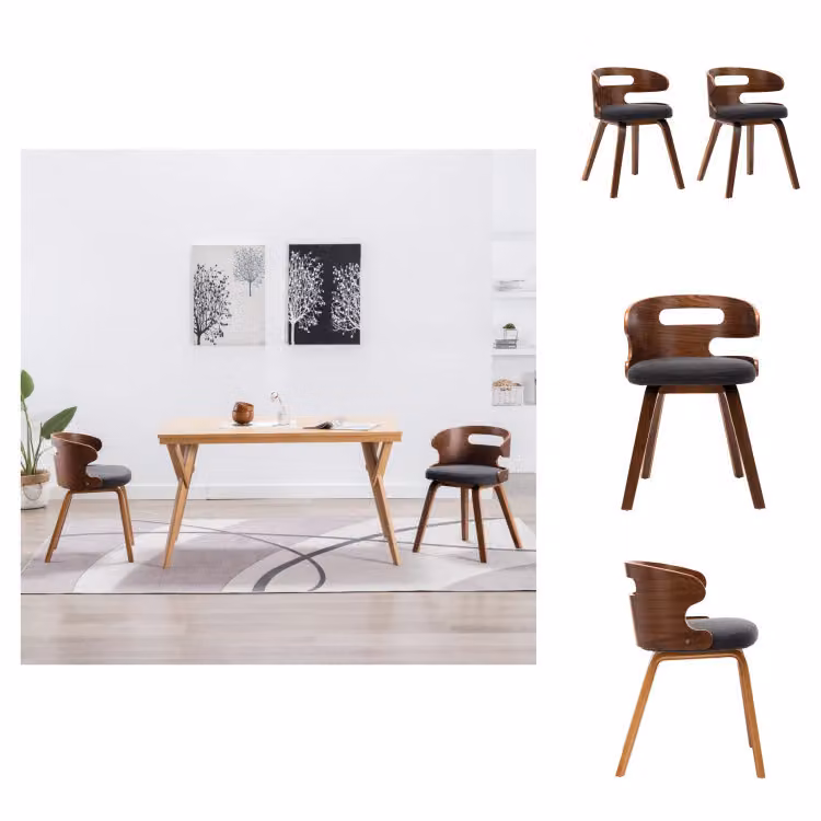 vidaXL Sedie da pranzo 2 pz. Legno curvo e tessuto grigio scuro - Sedie da pranzo