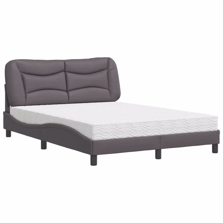 Letto con Materasso Hvar Grigio 120x200 cm in Pelle finta
