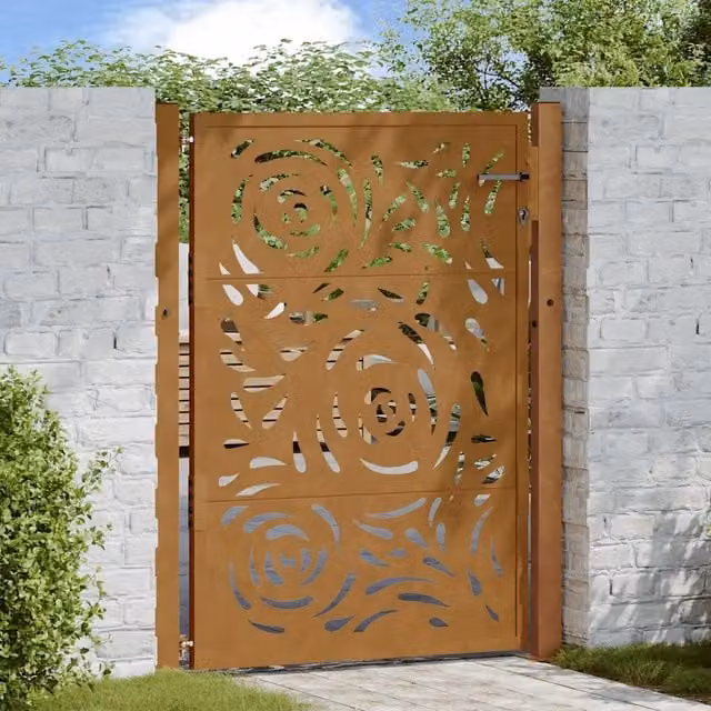 Cancello da giardino 100x150 cm con design a fiamma 4100996