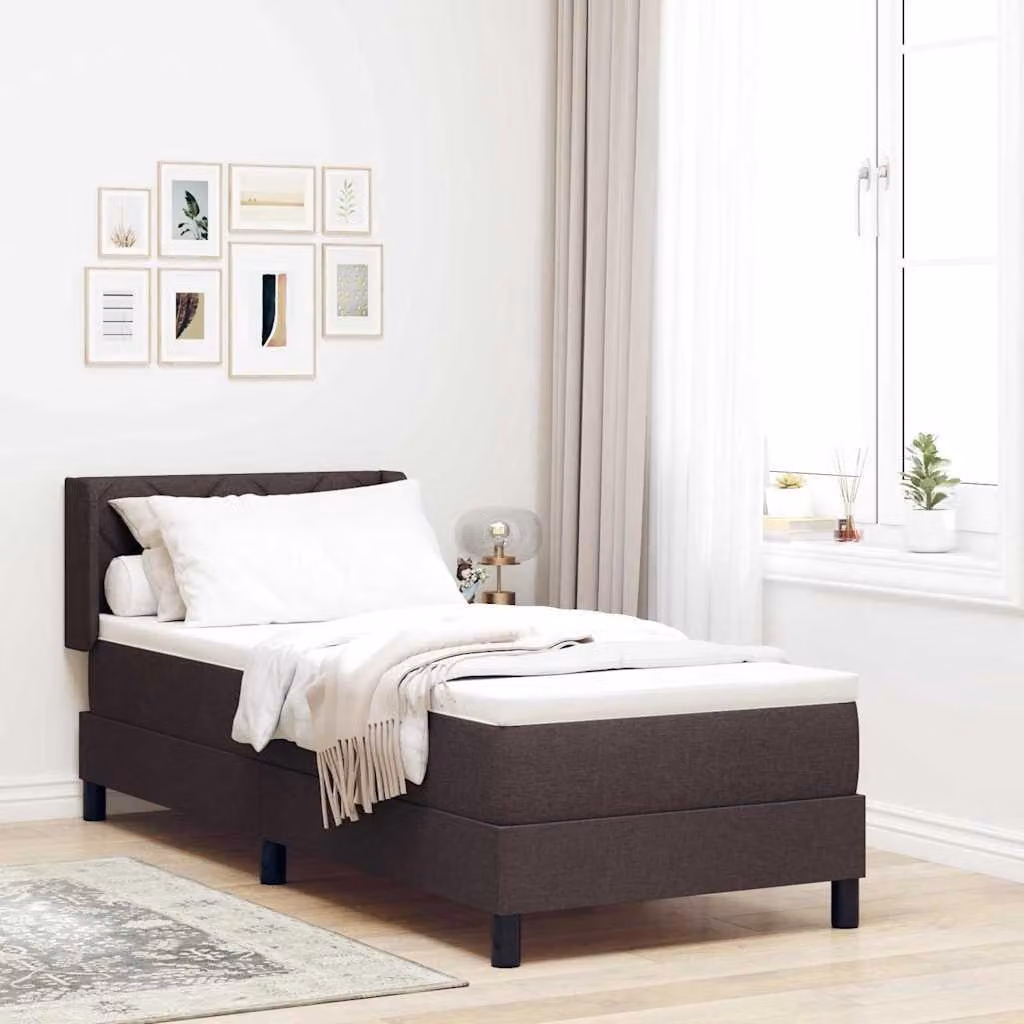 Maison Exclusive - Letto boxspring con cuscini, marrone scuro, 200 x 80 cm, tessuto