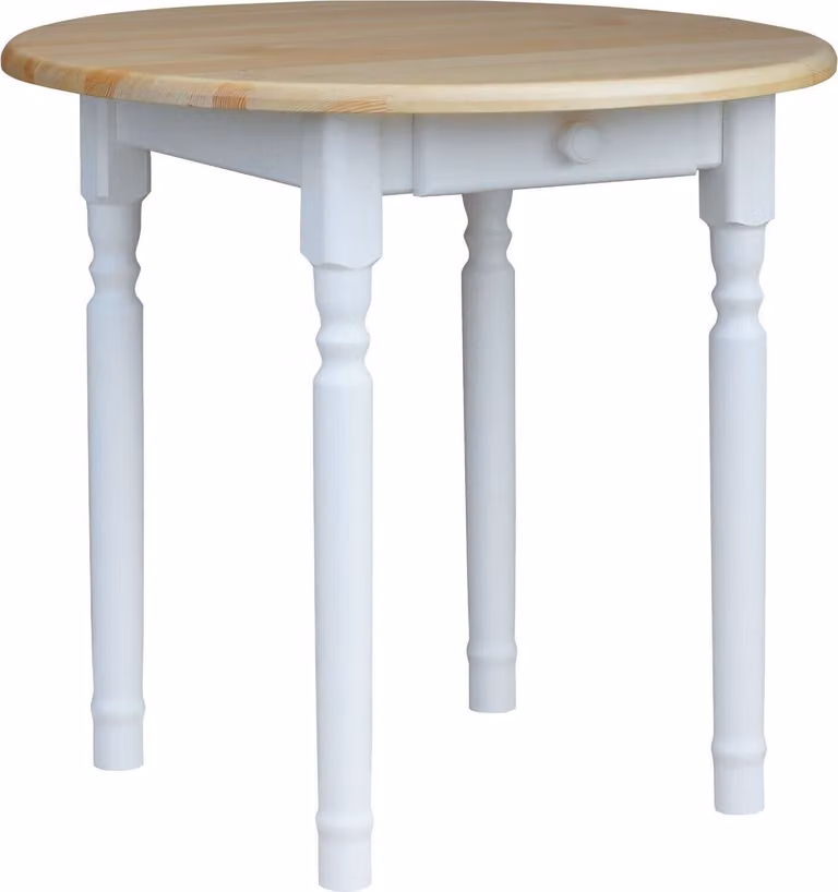 Tavolo da pranzo rotondo Tavolo da cucina in pino laccato bianco 90 cm