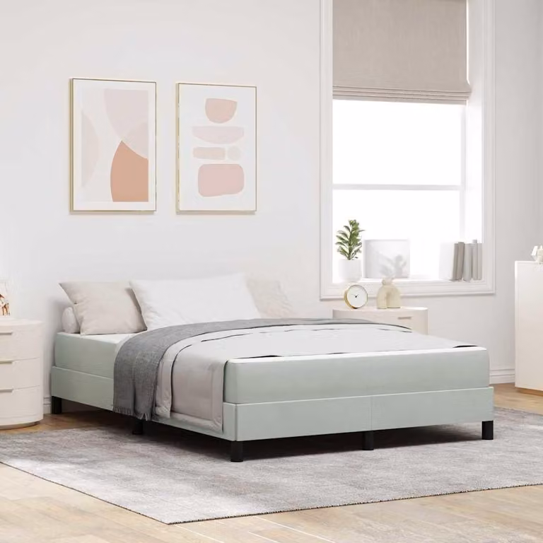 Maison Exclusive - Letto boxspring con materasso Grigio chiaro 160 x 210 cm Tessuto