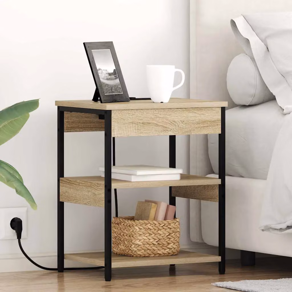 Set di 2 Armadi da Notte vidaXL in Rovere Sonoma Marrone, L 41 cm x P 31 cm x H 51 cm