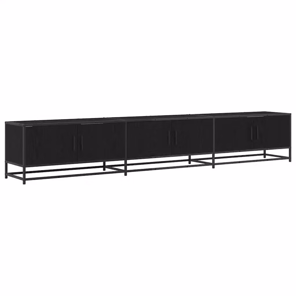 Unità TV moderna vidaXL in legno e metallo, colore nero e rovere, L 240 x P 35 x H 41 cm – 2