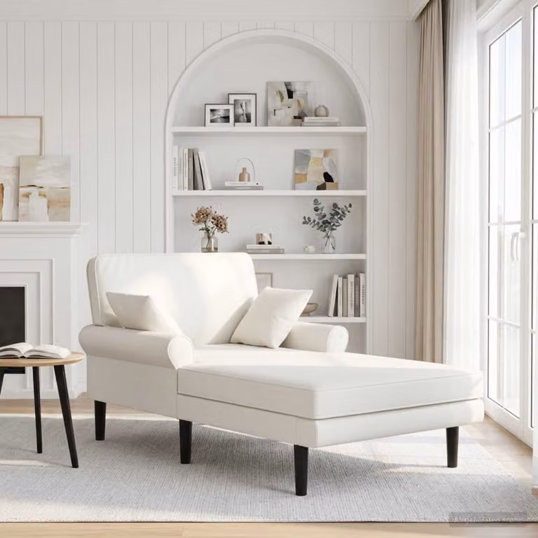 vidaXL Chaise longue moderna in similpelle bianca con cuscini inclusi L/P/H: 174 x 106 x 86 cm