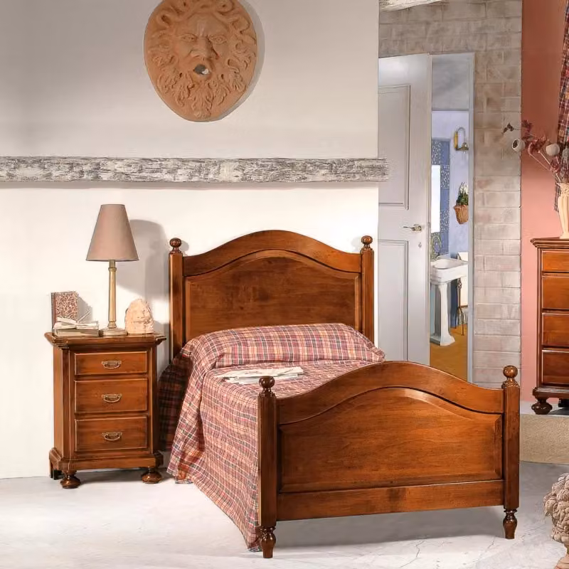 Comodino classico in legno con 3 cassetti Mobili 2G colore noce L: 50 cm, P: 38 cm, H: 66 cm – 4