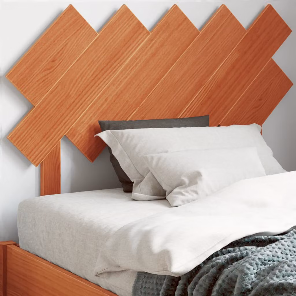 Testiera per letto vidaXL in legno massello di pino color marrone cera, stile rustico, L: 104 cm, H: 80,5 cm, P: 3 cm