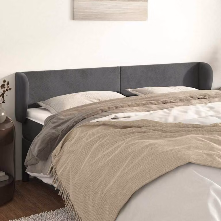 Testiera ad orecchio vidaXL in velluto grigio scuro L: 163 cm, P: 23 cm, H: 78/88 cm