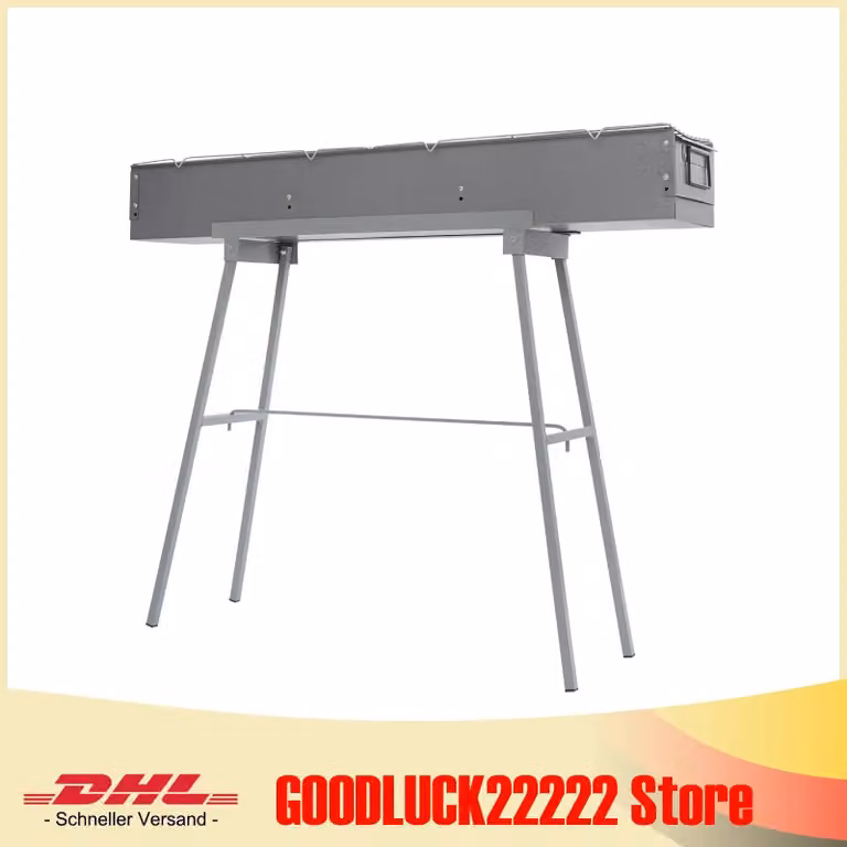 Barbecue portatile - Barbecue da campeggio - Dimensioni 100×18 cm - Supporto con gambe pieghevoli - Due griglie dritte - Per falò - Argento