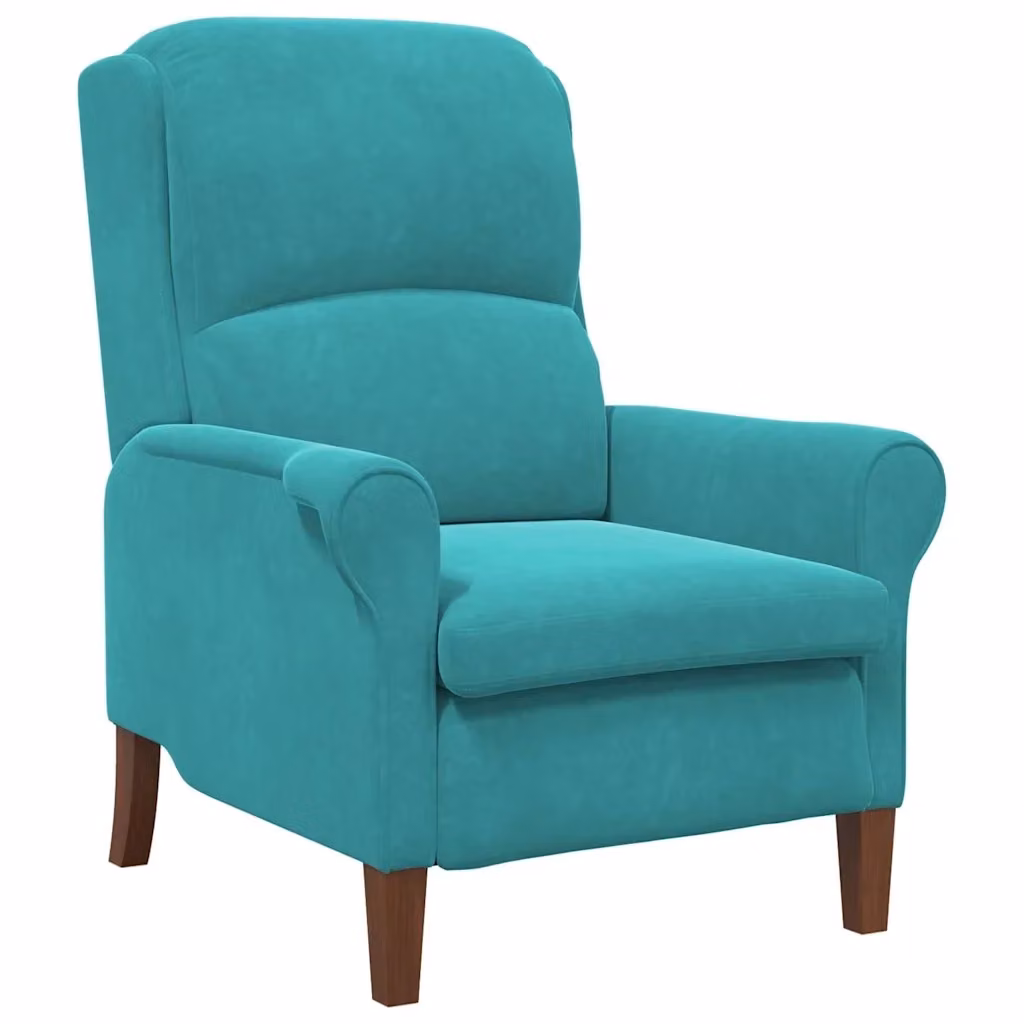 Poltrona relax moderna vidaXL in velluto turchese con braccioli, L: 76 cm, P: 94 cm, H: 102 cm – 2