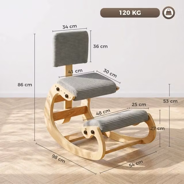 Sedia ergonomica inginocchiatoio 98x54x86 cm in poliestere grigio scuro –