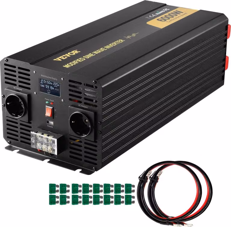 Inverter di potenza Inverter a onda sinusoidale modificata 6000 W da 12 V CC a 230 V CA LCD