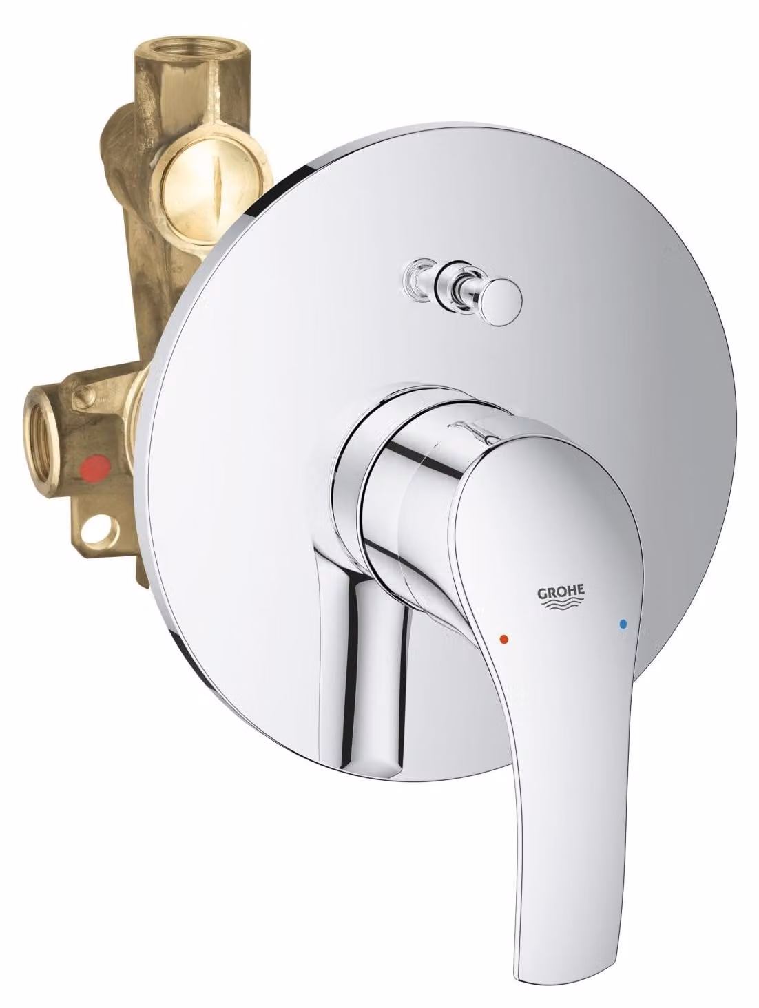 Rubinetto per lavabo da parete, cromo, monoblocco, altezza del beccuccio 46 mm