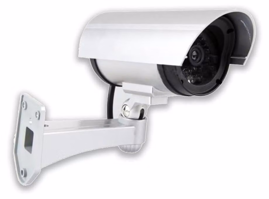 Telecamera di sicurezza finta, adatta sia per interni che per esterni, con luce LED rossa lampeggiante