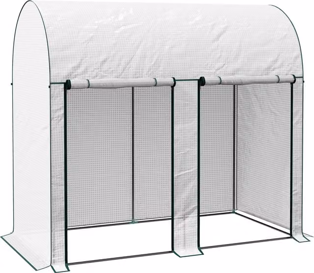 Serra da giardino per orto Outsunny in acciaio con copertura in PE anti-UV e 2 porte avvolgibili, Bianco, L/P/H: 200 x 200 x 178 cm – 1