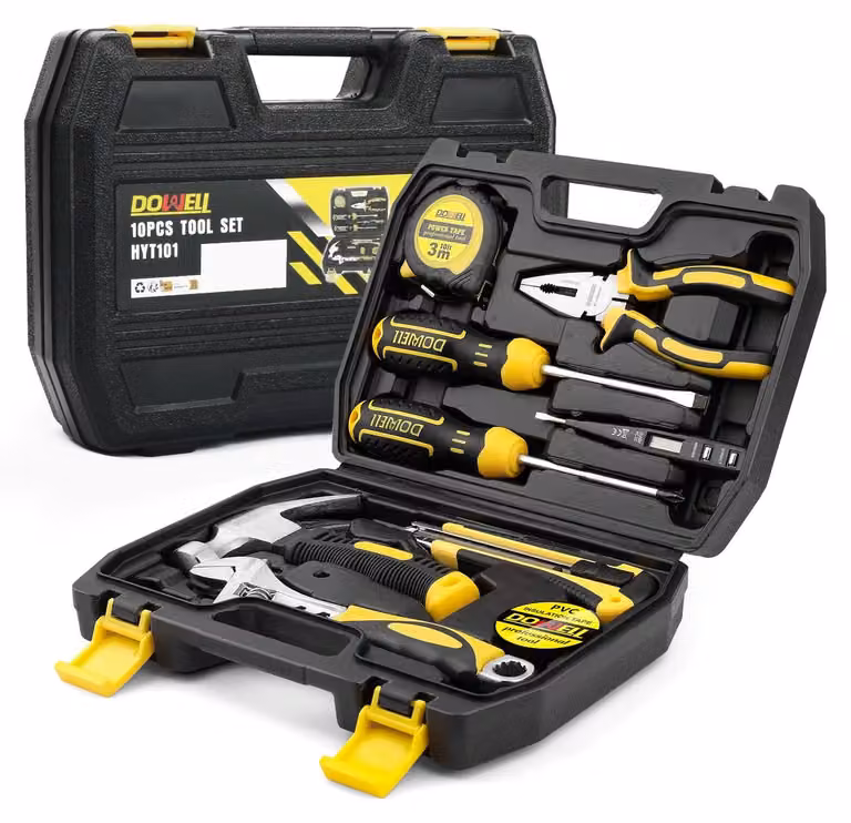 Set di attrezzi a mano Kit di attrezzi - Mini portatile - 10 pezzi - Con cassetta portautensili in plastica