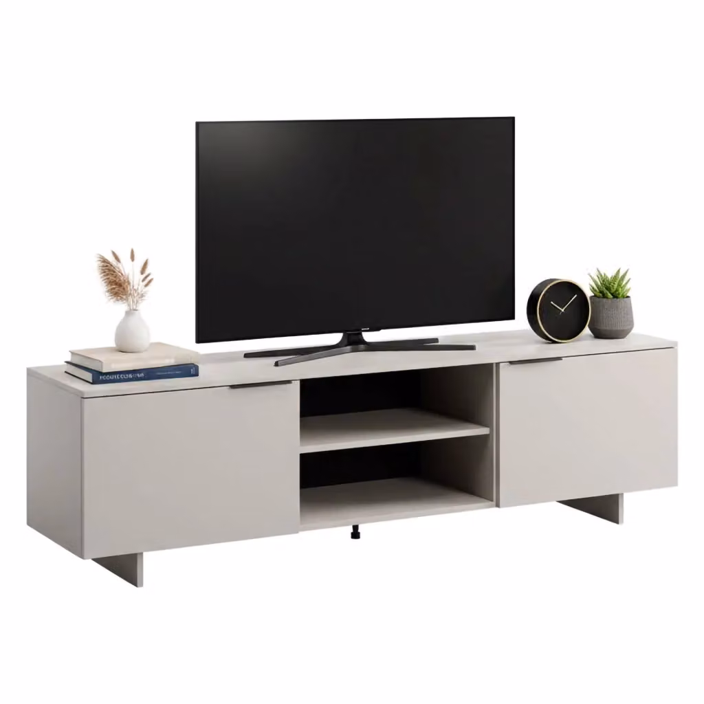 Mobile porta TV DMORA Beige con due ante battenti e due vani aperti, L 180 x P 41,5 x H 55 cm – 2