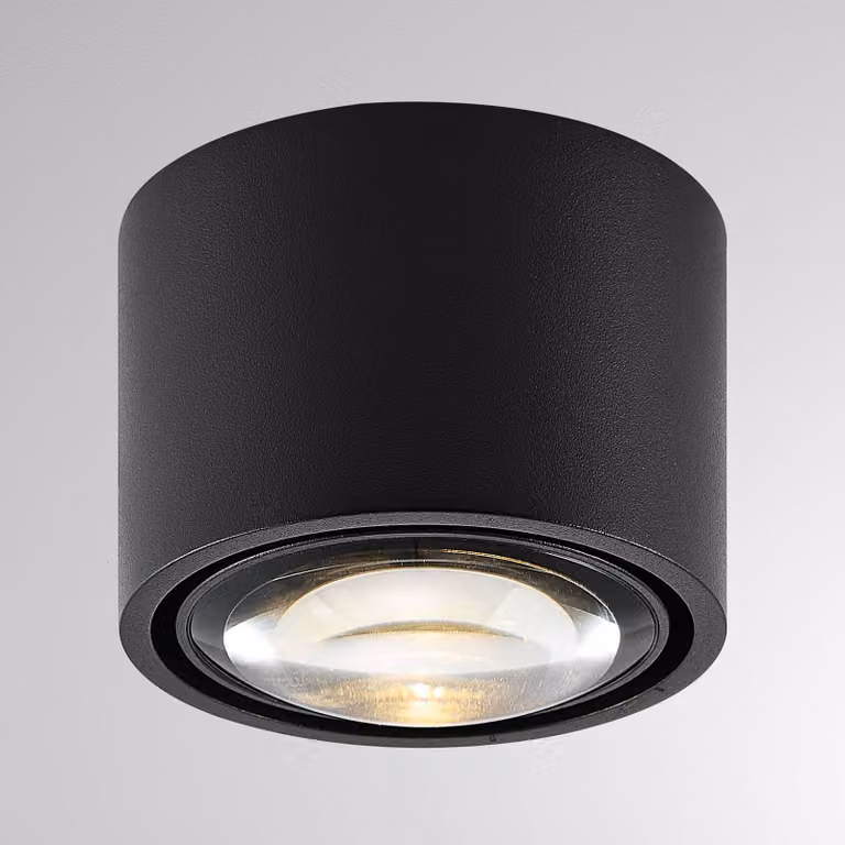 Molto Luce Plafoniera LED da esterni MAG MINI, nera, Ø 9 cm, CCT dimmerabile, IP44 dimmerabile, Nero, Bagno, Alluminio, Moderno, Plafoniera