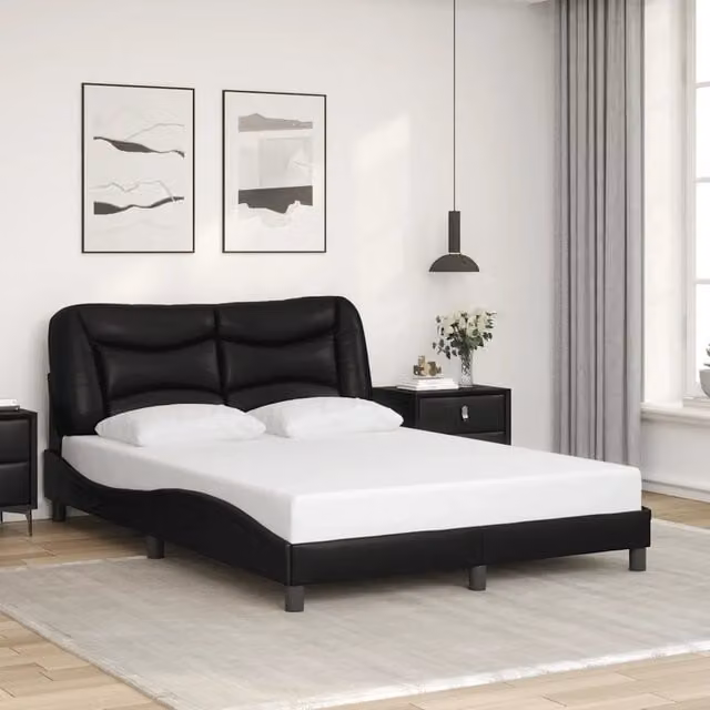Giroletto senza materasso Hvar vidaXL in similpelle nero L: 140 cm, P: 200 cm, H: 145 cm – 1