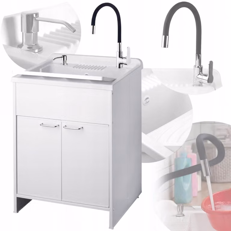 Mobile sottolavello 60x60 con rubinetto flessibile e lavabo