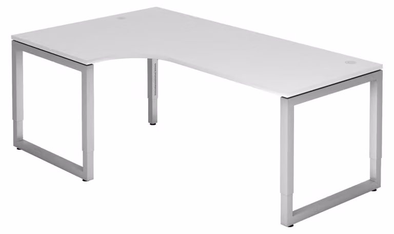 bümö Scrivania Serie-R - Decorazione: bianco, struttura: argento, dimensioni: scrivania angolare 200 x 120 cm