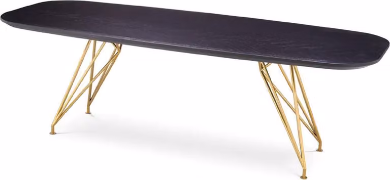 Casa Padrino tavolo da pranzo nero grigio / ottone 240 x 99,5 x h. 76,5 cm - Tavolo da cucina rettangolare con piano in legno massiccio - Mobili per sala da pranzo - Mobili per cucina - Mobili - Arredamento