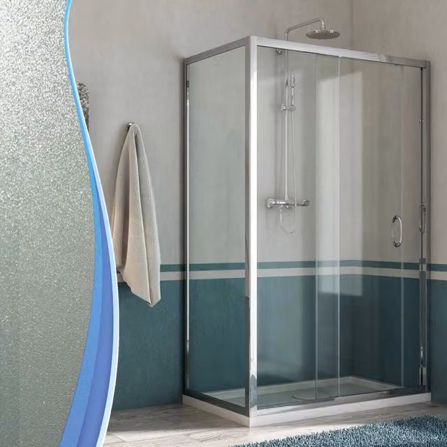 Box Doccia Angolare 90x120 cm 1 Anta Scorrevole in Cristallo Opaco 6mm H185 Fosterberg Kolding Duo