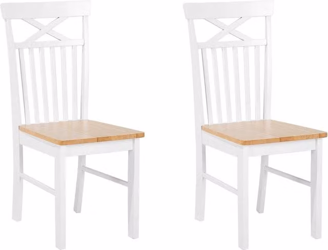 Set di 2 sedie da pranzo Beliani in legno di gomma bianco lucido in stile scandinavo